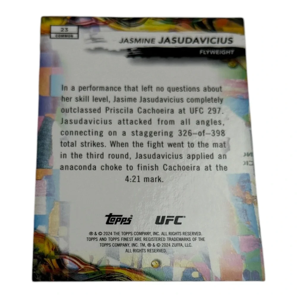2024 Topps Finest UFC Jasmine Jasudavicius Rookie Card RC #23 Common Refractor